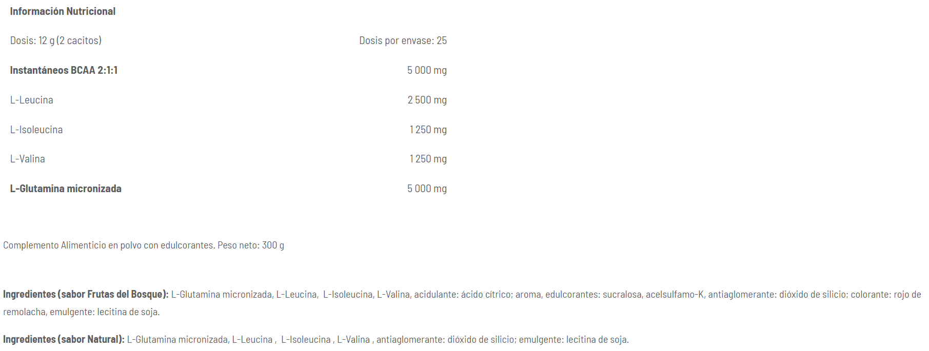 GLUTAMINA + BCAA